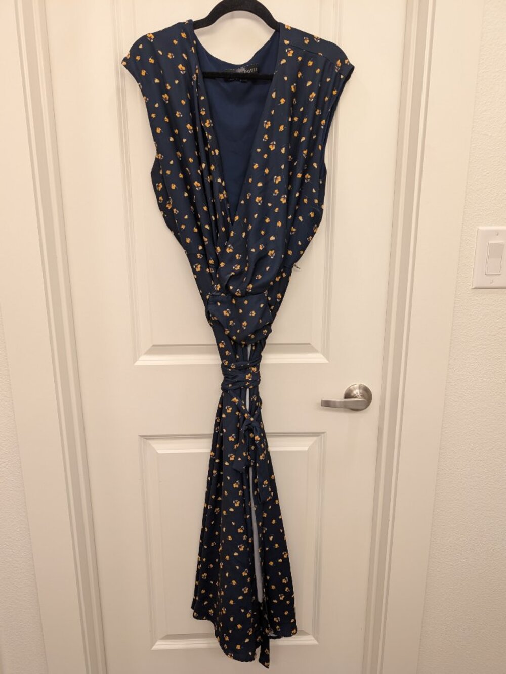 Jason Wu X Eloquii Navy Poppy Wrap Dress Size 20 Long V neck - Picture 7 of 7